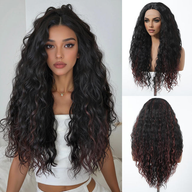 Rosa C- DWY T Part Lace Front Free Part Long Latin Curly Hair Glueless Synthetic Wig