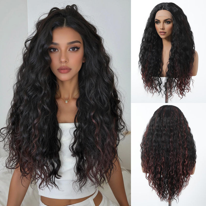 Rosa C- DWY T Part Lace Front Free Part Long Latin Curly Hair Glueless Synthetic Wig