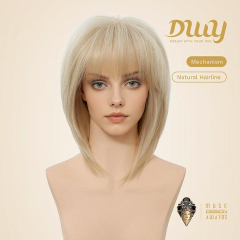 Zora-DWY MiraScalp Short Wavy Blonde Bobo Hair Glueless Synthetic Wig