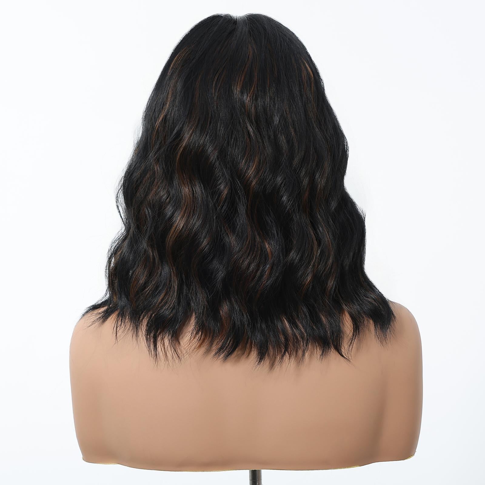 Aine-DWY Short-length Water Wave Glueless Synthetic Wig for Women 14 Inches