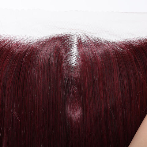 Seraphine-DWY 28-Inch Silky Straight Burgundy Lace Front Wig – 13x6 Free Part