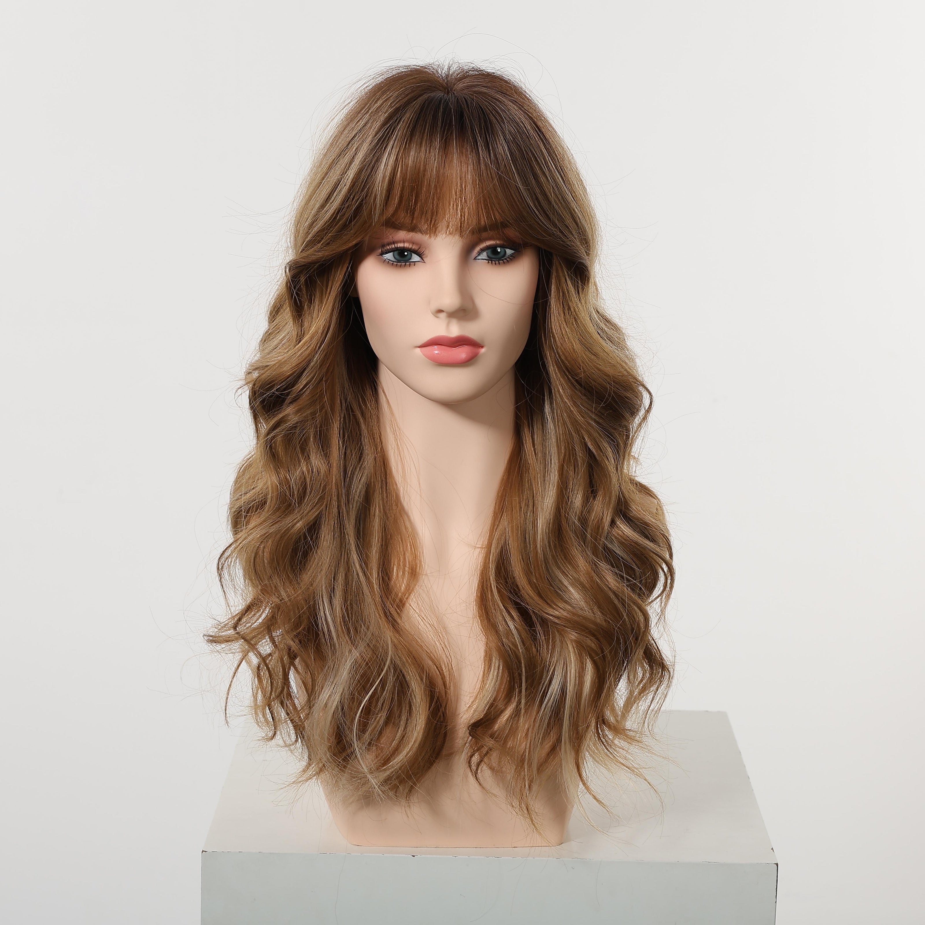 Nati C-DWY New Technology! Bionic Silk Top Mix Honey Bronde 22-Inch Long Wave Glueless Synthetic Wig