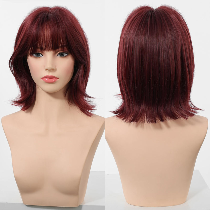 Yara-DWY 12-Inch MiraScalp Short Wavy Pink Blonde Glueless Synthetic Wig