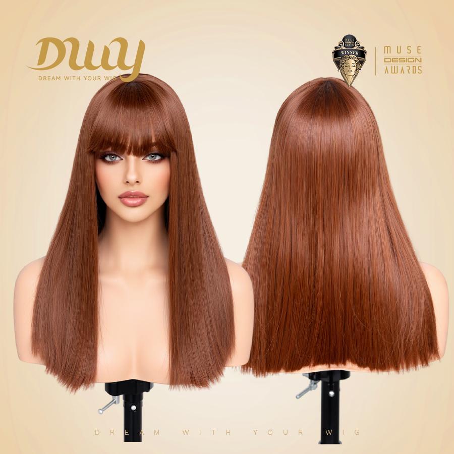 [Festival Limited] Julian-DWY Mid-length Auburn Copper with Bangs Glueless Synthetic Wig for Women 18 Inches