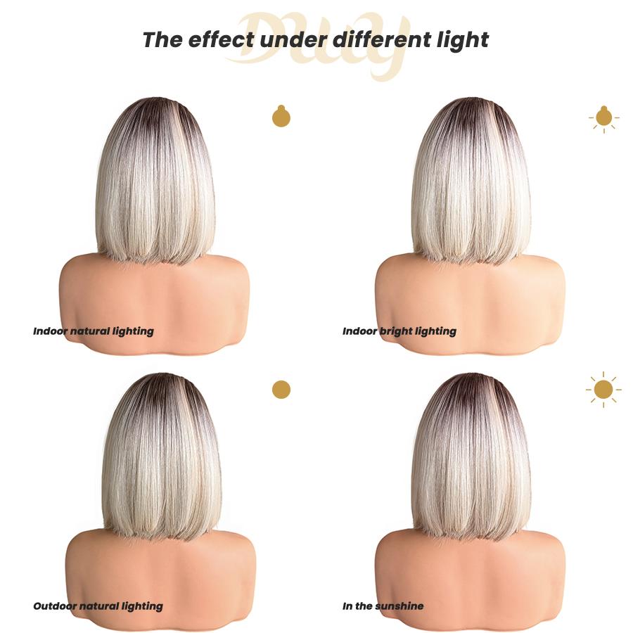 Luna-DWY 13×6 Lace Front Free Part Shoulder Length Bob Glueless Synthetic Wig