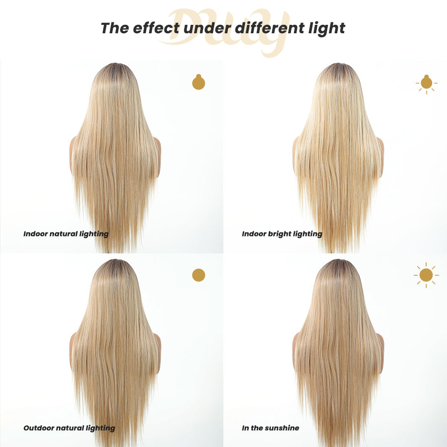 Calista C- DWY 13×6 Lace Front Free Part Long Blonde Gradient Straight Glueless Synthetic Wig