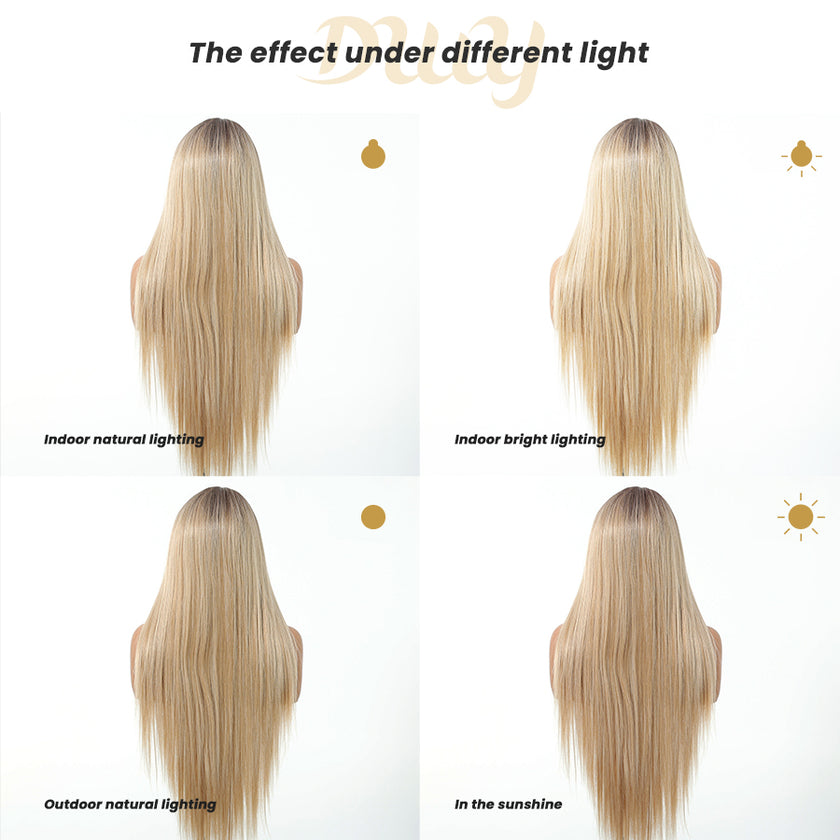 Calista C- DWY 13×6 Lace Front Free Part Long Blonde Gradient Straight Glueless Synthetic Wig