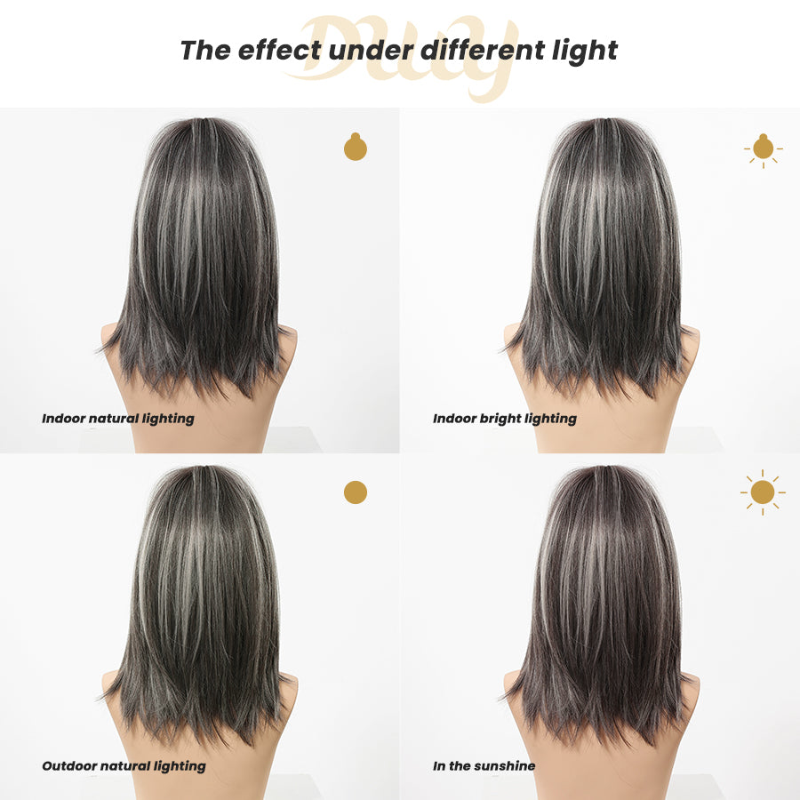 Elysia H-DWY Mid-Length Straight Brown with Highlights Glueless Synthetic Wig
