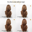 Molly-DWY Mid-Length Wavy Layer Cut Golden Linen Brown Glueless Synthetic Wig for Women 24 Inches Natural Hairline