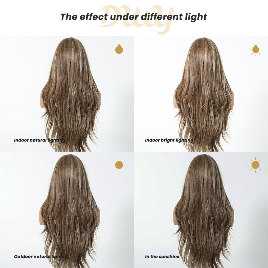 Biscuit -DWY 13×6 Lace Front Free Part Long-Length Body Wavy Highlighted Glueless Synthetic Wig