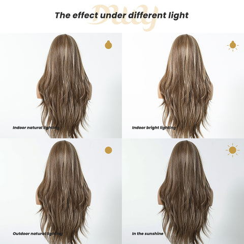 Biscuit -DWY 13×6 Lace Front Free Part Long-Length Body Wavy Highlighted Glueless Synthetic Wig