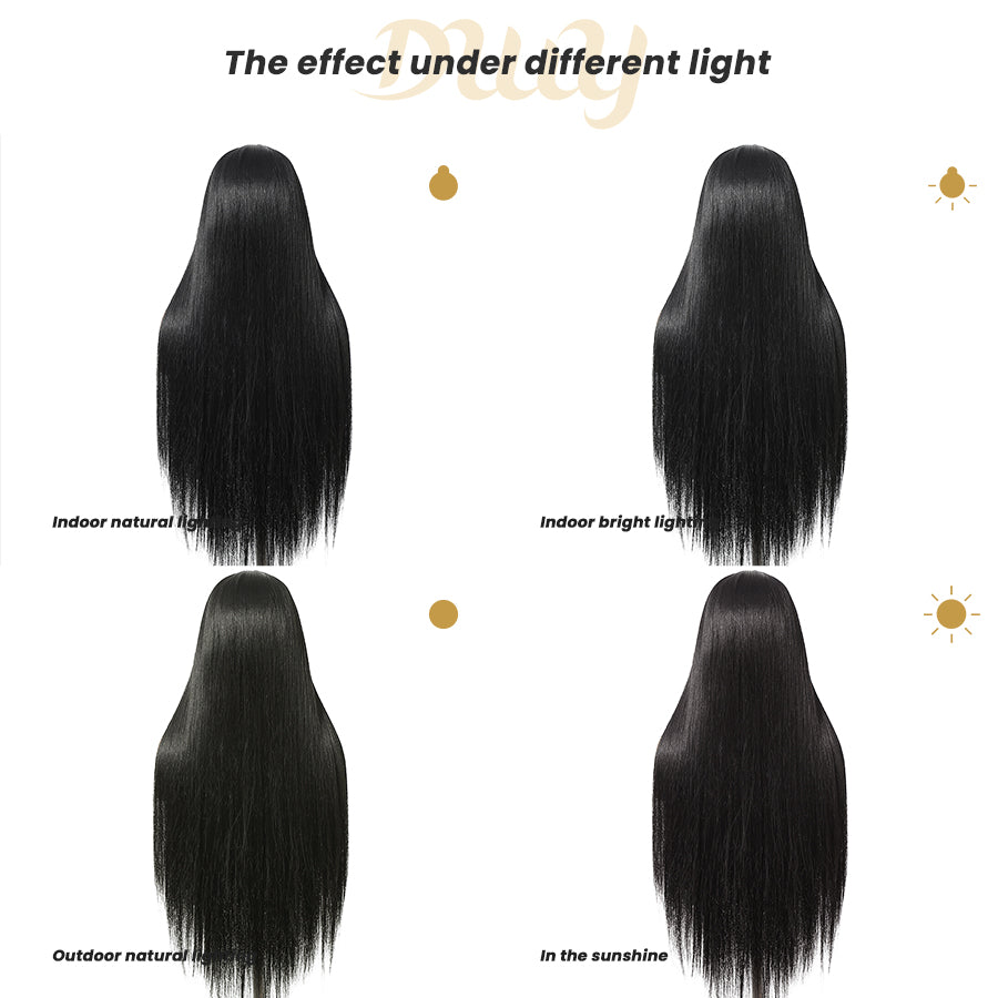 DWY 30-Inch Lace Front Wig - Silk Straight Natural Synthetic Wig with Middle Parting T-Part Design