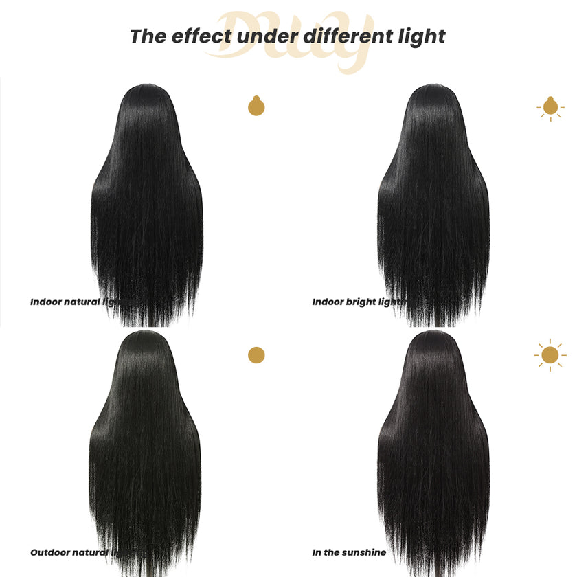 DWY 30-Inch Lace Front Wig - Silk Straight Natural Synthetic Wig with Middle Parting T-Part Design
