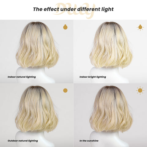 Becca-DWY Mono SkinWeft Free Part Warm Blonde Curly Glueless Synthetic Wig