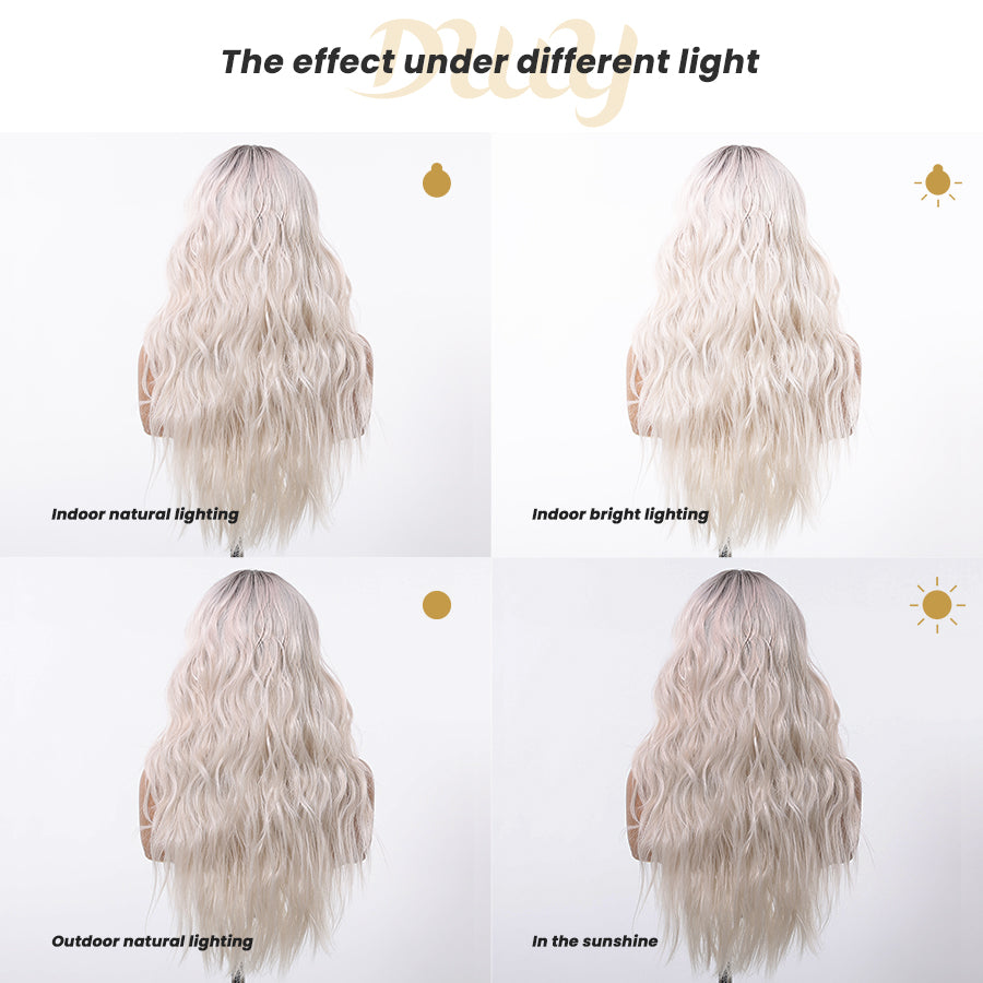 Corinna C-DWY Long Curly Blonde 13×4 Free Part Dark Roots Wig