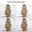 Barbara-DWY 13x4 Filter Lace Front Free Part Long-Length Wavy Blonde with Dark Roots Glueless Synthetic Wig