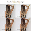 Josely-DWY Machine Made Long Wavy Hairstyle with Blunt Bangs Dark Brown to Light Blonde Ombre Glueless Synthetic Wig for Women 28 Inches