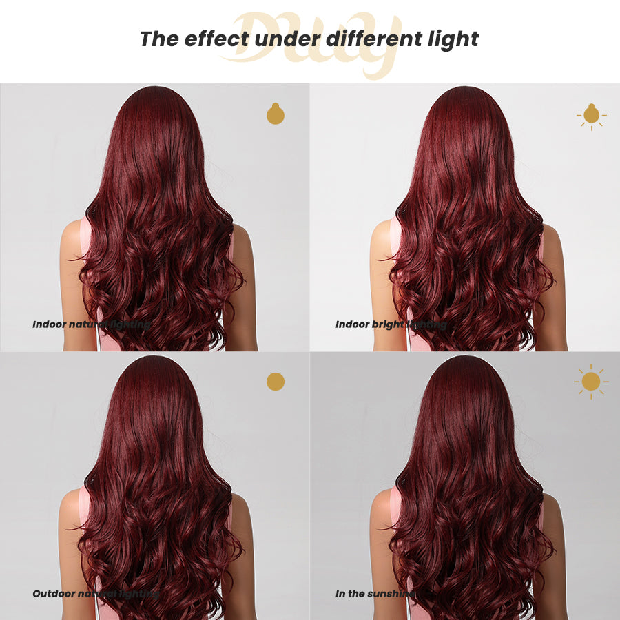 Victoria-DWY Lace Front Middle Part Burgundy Tresses Curly Synthetic Wig