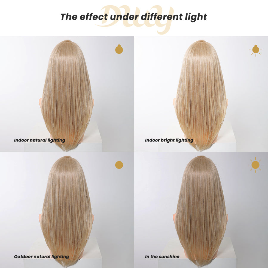 Rowan-DWY Mono Lace Front Free Part Long Straight Blonde Glueless Synthetic Wig