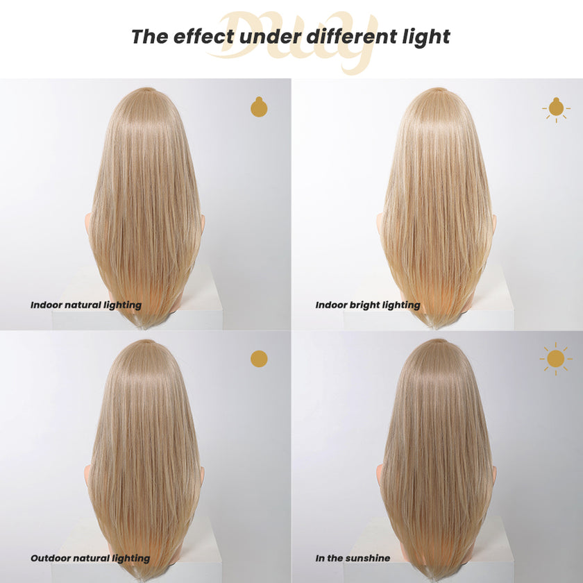 Rowan-DWY Mono Lace Front Free Part Long Straight Blonde Glueless Synthetic Wig