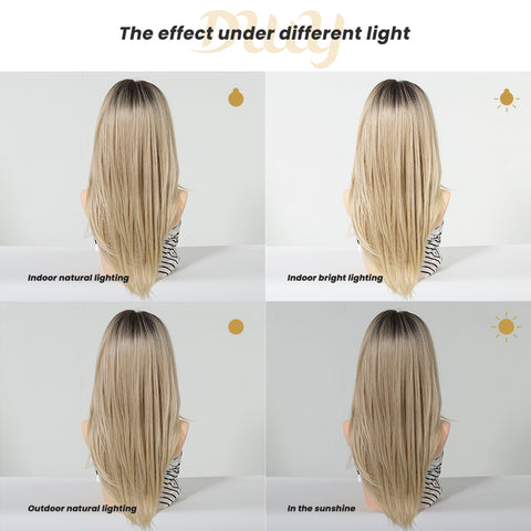 Rowan-DWY Mono Lace Front Free Part Long Straight Blonde Glueless Synthetic Wig