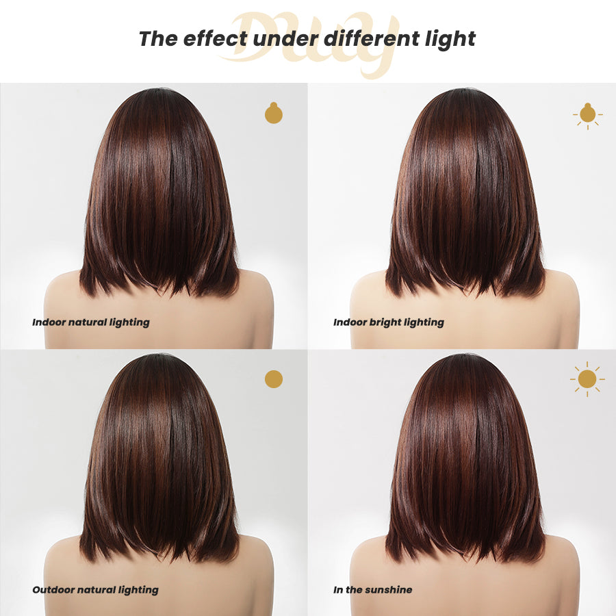 Luna-DWY 13×6 Lace Front Free Part Shoulder Length Bob Glueless Synthetic Wig