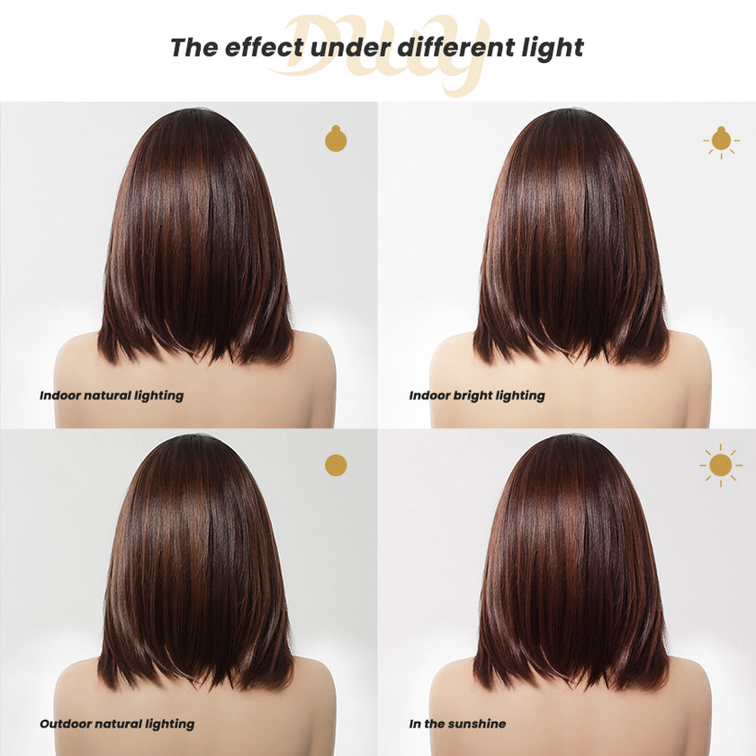 Luna-DWY 13×6 Lace Front Free Part Shoulder Length Bob Glueless Synthetic Wig