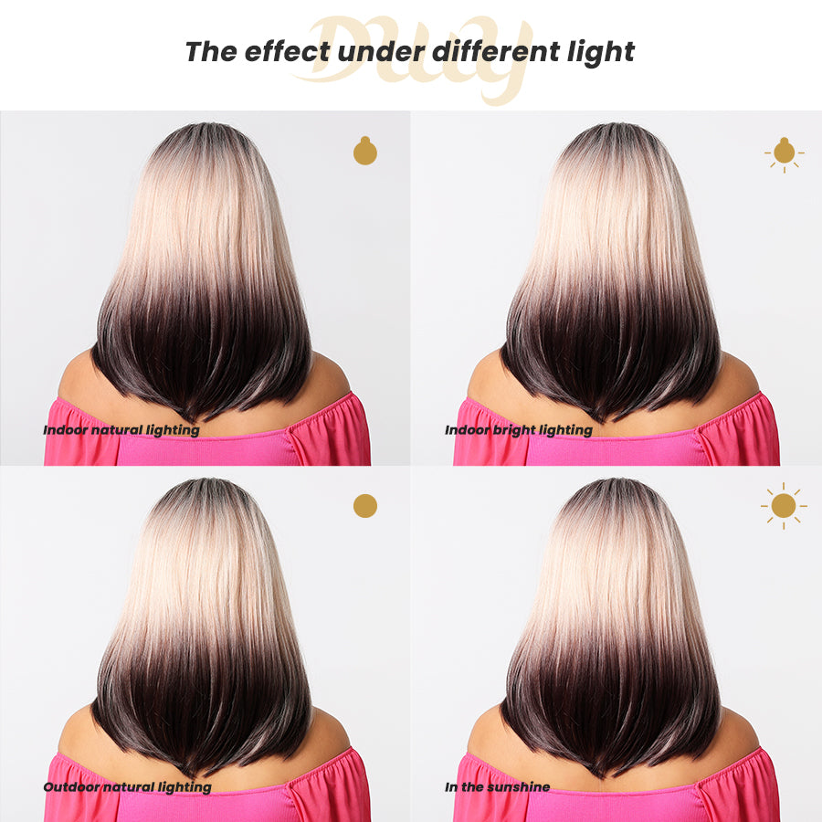 Amara C-DWY Lace Front Middle Part Pink Gradient Long Straight Glueless Synthetic Wig