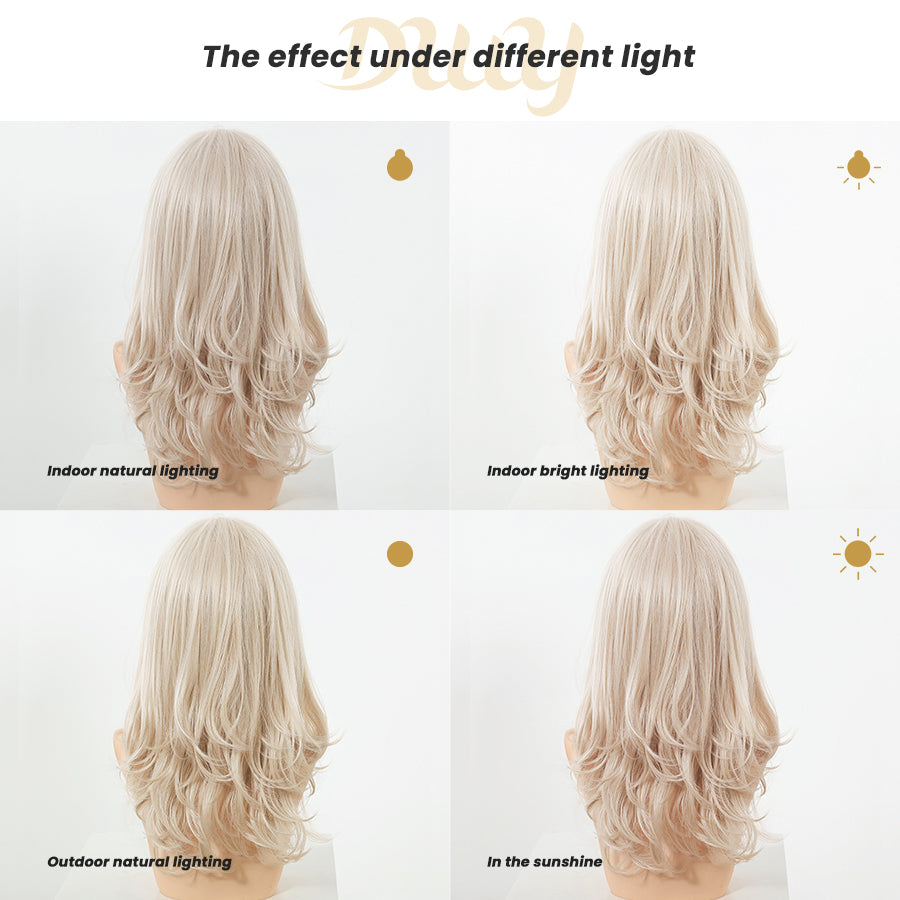 Lainey H-NEW COLOR DWY 13×4 Free Parting Hand -Tied Top Middle Length Light Brown with Highlights  Glueless Synthetic Wig
