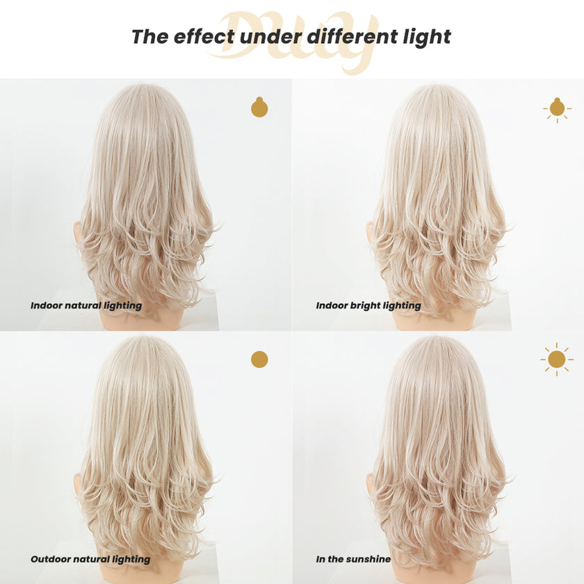 Lainey H-NEW COLOR DWY 13×4 Free Parting Hand -Tied Top Middle Length Light Brown with Highlights  Glueless Synthetic Wig