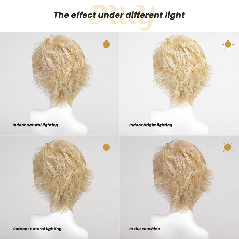[CLEARANCE SALE] Lira H-DWY Mono Lace Front Free Part Short Pixie Glueless Synthetic Wig for Women 2 Shades 8 Inches