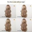 Cassie - DWY Long Wave Milk Tea Blonde Highlights Glueless Synthetic Wig with Bangs for Women 26 Inches Premium Quality Convenient Wigs