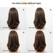 Fable-DWY 13×4 Filter Lace Front Free Part Mid-Length Layer-cut Straight Brown with Highligts Glueless Synthetic Wig