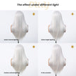 DWY Lace Front Middle Part Long-Length Straight White Glueless Synthetic Wig