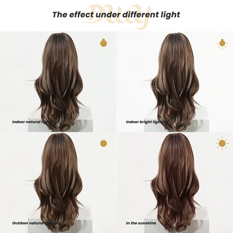DWY Samara- Wavy MiraScalp Tea Brown with Highlights Glueless Synthetic Wig