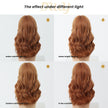 Rina-DWY Machine Made Mid-length Wavy Hairstyle Auburn with Blunt Bangs Glueless Synthetic Wig for Women 18 Inches