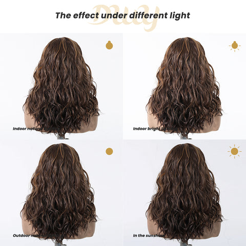 DWY Gaia-DWY Left Side Part Lace Front Mid Length Dark Brown Curly Glueless Synthetic Wig