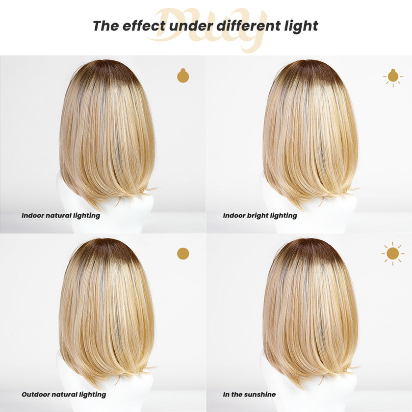 Hailey-DWY Mono Lace Front Free Part Rooted Blonde Synthetic Wig
