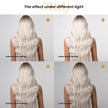 Cielo-DWY Ombre Snow Blonde Tresses Wavy Synthetic Wig With Bangs