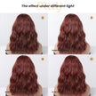 Catalina-DWY Machine Made Dark Red Wavy Bob wigs Glueless  Synthetic  Wig for Women 16  Inches