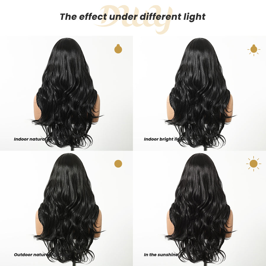 Ciera H-DWY Lace Front Middle Part Long Wavy Brown Glueless Synthetic Wig