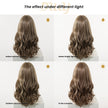 Skylar-DWY Mono Lace Front Free Part Long-Length Curly Brown with Highlights Glueless Synthetic Wig for Women 20 Inches