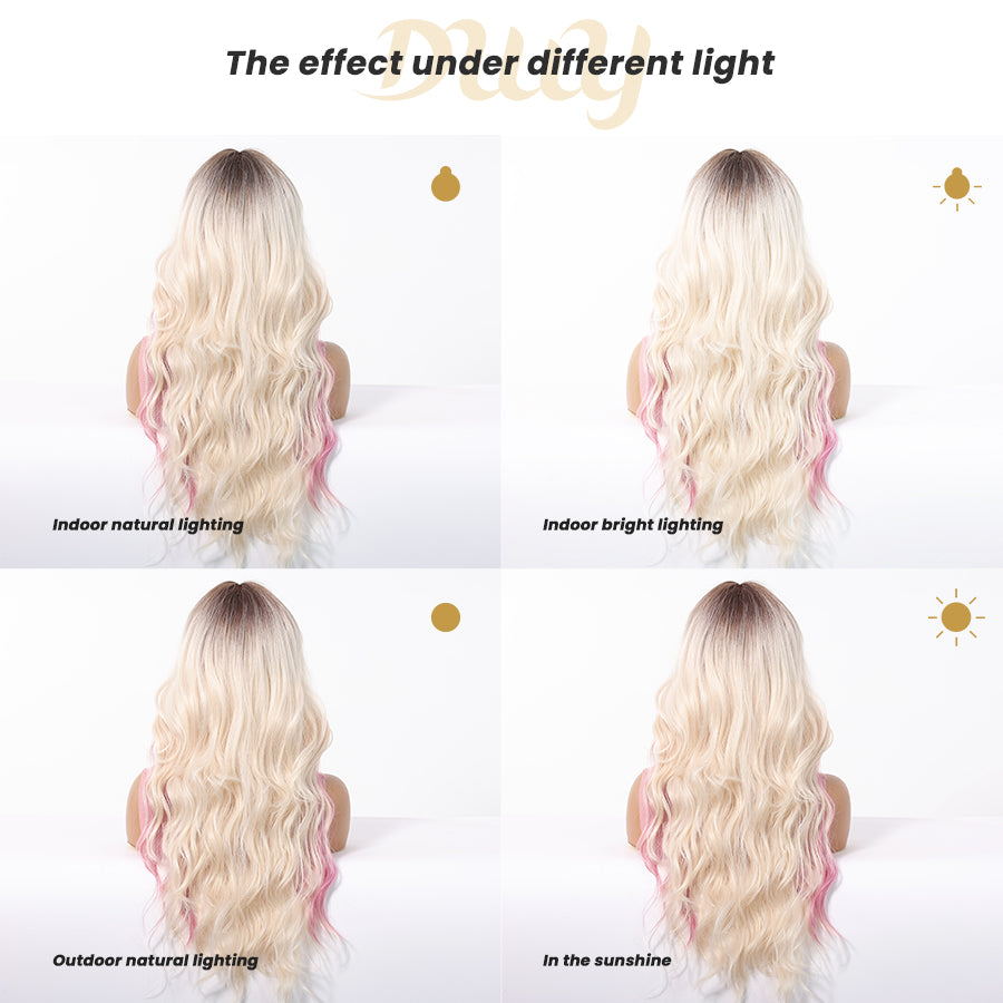 Krista-DWY Water Wave with Highlights Colorful Glueless Synthetic Wig
