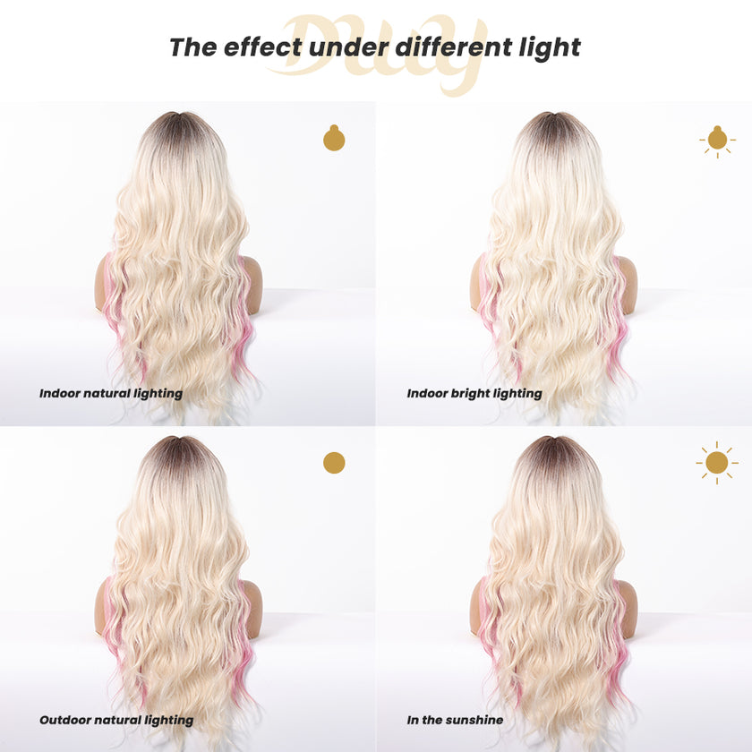 Krista-DWY Water Wave with Highlights Colorful Glueless Synthetic Wig