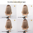 Ellie C-DWY 13×6 Lace Front Free Part Mid-Length Straight Rooted Ash Blonde Glueless Synthetic Wig for Women 16 Inches