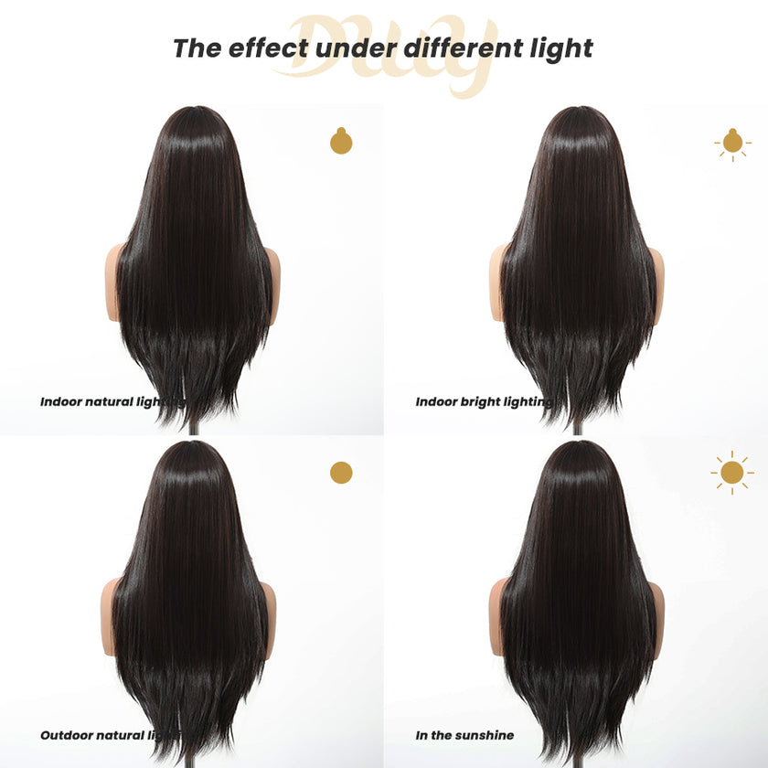 Elaine-DWY Lace Front Long Natural Black Middle Part Glueless Synthetic Wig