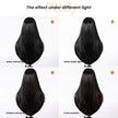 Tara-DWY Machine Made Long Silky Straight Chocolate Brown with Highlights with Bangs Glueless Synthetic Wig for Women 26 Inches