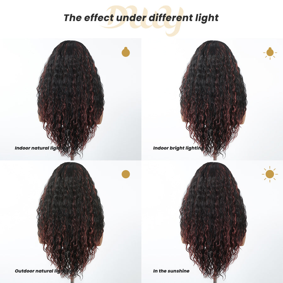 Rosa C- DWY T Part Lace Front Free Part Long Latin Curly Hair Glueless Synthetic Wig