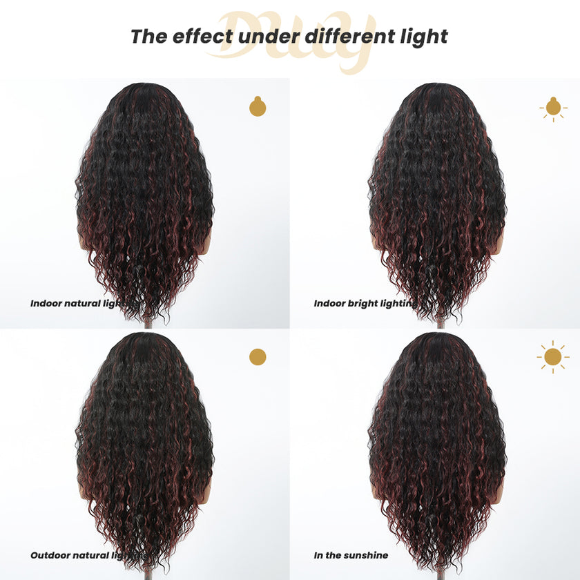 Rosa C- DWY T Part Lace Front Free Part Long Latin Curly Hair Glueless Synthetic Wig