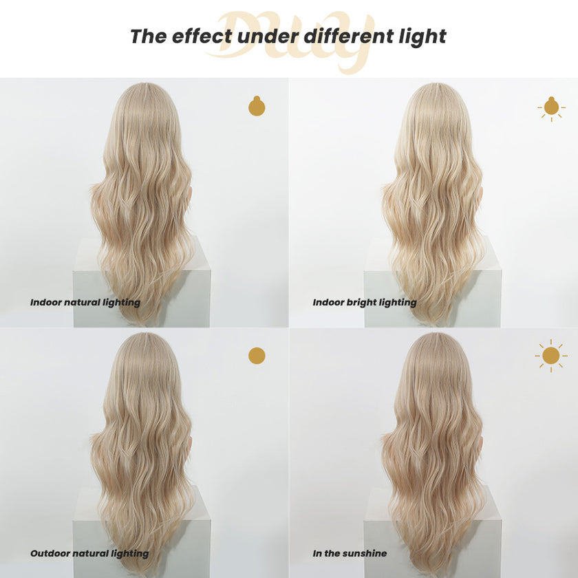 Calantha - DWY New Design Filter Lace 28 Inch Wavy Blonde Glueless Synthetic Wig